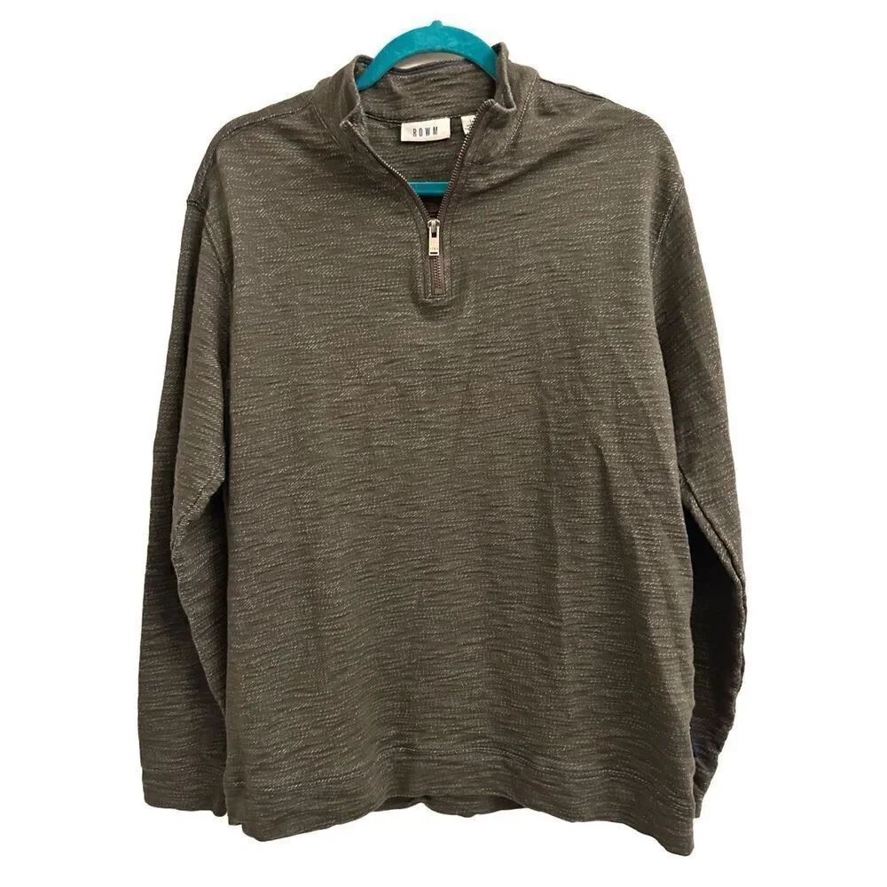 EUC ROWM quarter zip pullover sweater olive green L